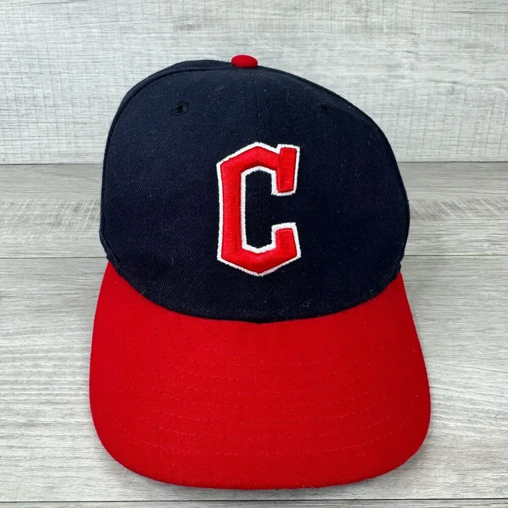 New Era Cleveland 59Fifty Guardians Baseball Cap Mens 7 1/8 Navy Red Fitted Hat